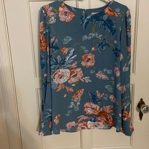 EUC Loft Blue Floral Blouse